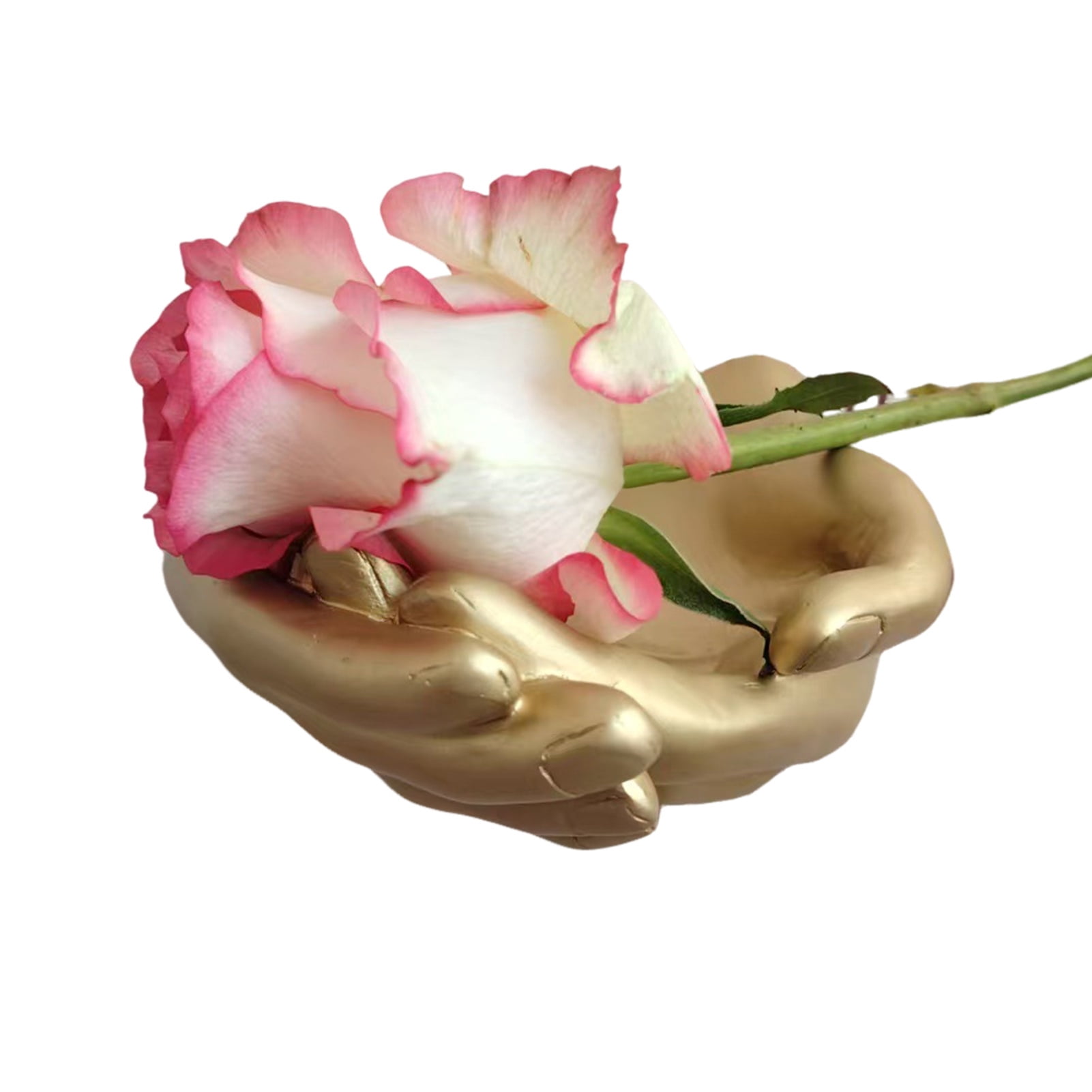 OIUR Palm Sculpture Jewelry Plate Wall Art Hand Statue Storage Tray Resin Golden Hand Sculpture for Home Entrance Living Room Decor