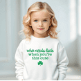 thumbnail image 4 of Bump and Beyond Designs Who Needs Luck, Toddler St. Patrick's Day Sweatshirt (Natural 4T), 4 of 5