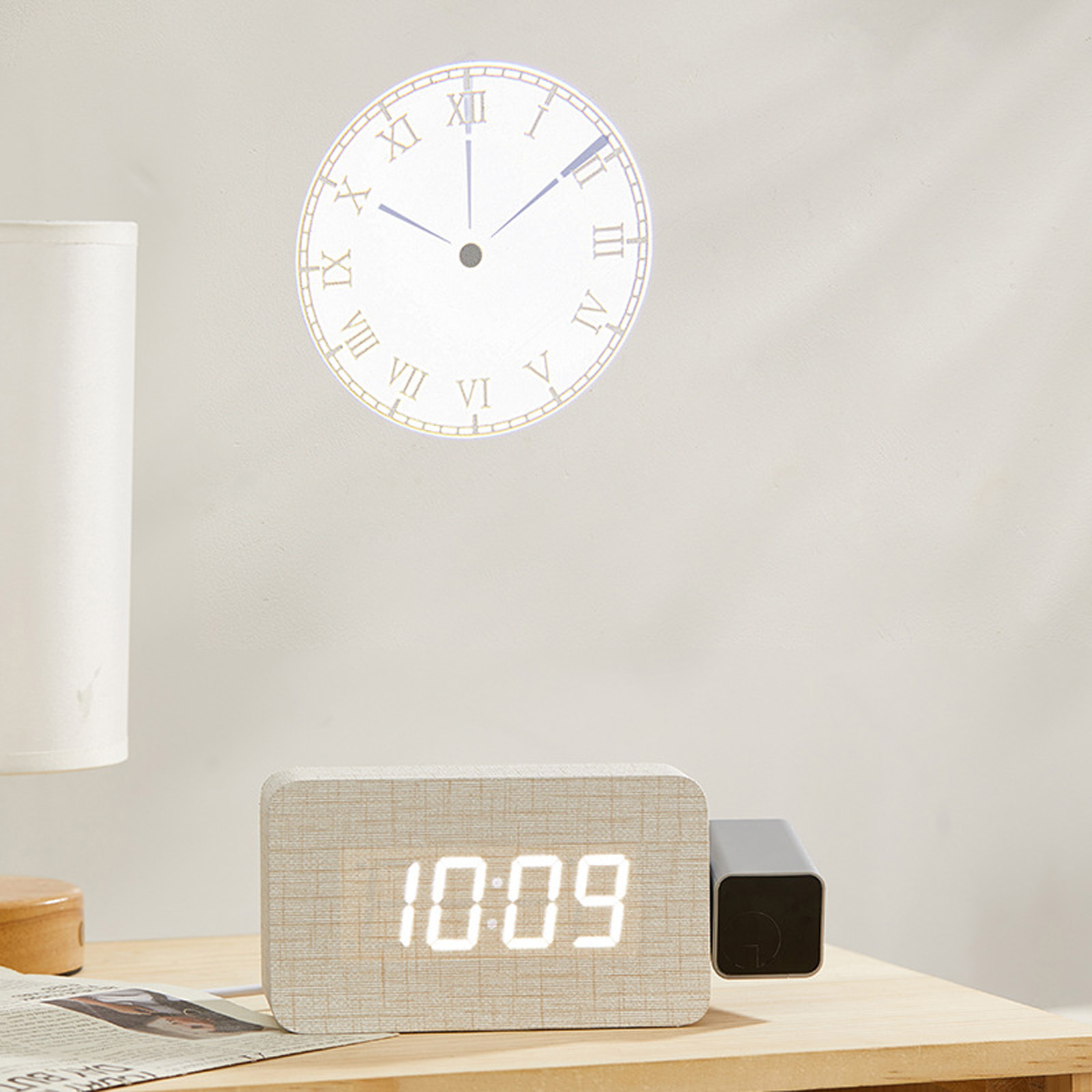 Projection Clock for Bedroom,Digital Clock with 180° Projector on Ceiling Duals Loud Alarm Clocks with Dates Night Light