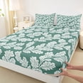 thumbnail image 4 of Erosebridal Rustic Plant Leaves Bed Sheets,Green White King Sheets For Girls Kids 4 Pieces, 4 of 6
