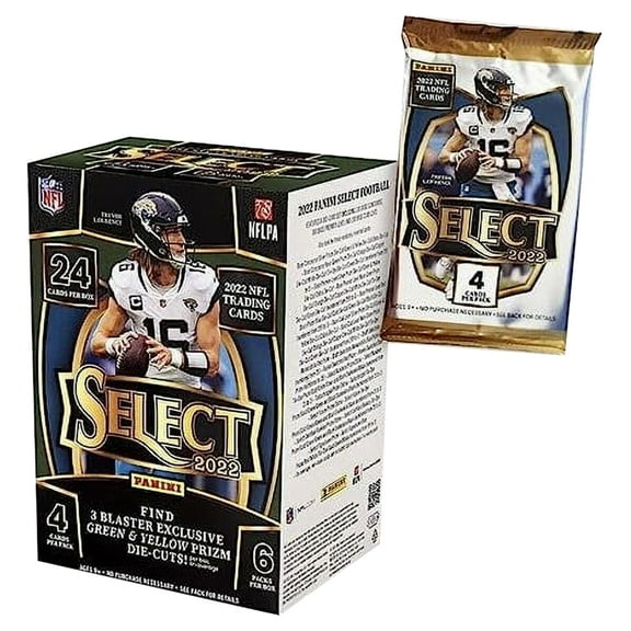 NFL Panini 2022 Select Football Trading Card BLASTER Box (6 Packs, Green Yellow Die-Cuts!)
