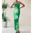 thumbnail image 3 of Vestido largo PRETTYGARDEN para mujer, sin tirantes, floral, verde, XL, 3 of 6
