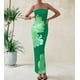 thumbnail image 3 of Vestido largo PRETTYGARDEN para mujer, sin tirantes, floral, verde, XL, 3 of 6