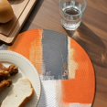 thumbnail image 3 of Burnt Orange Gray Round 15 Inch Placemats Set of 2, Modern Abstract Oil Painted Geometric HeatResistant Non Slip Place Mats for Dining Table, Wipeable Braided Kitchen Table Mats for Housewarming, 3 of 9