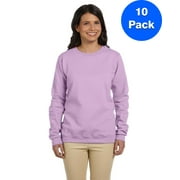 Womens 8 oz. Heavy Blend 50/50 Fleece Crew 10 Pack