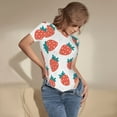 thumbnail image 5 of Daiia Strawberries print Women's Crew Neck Short Sleeve Bodysuit Fashion Tops Fit Casual Basic Extender Bodysuit-Medium, 5 of 9