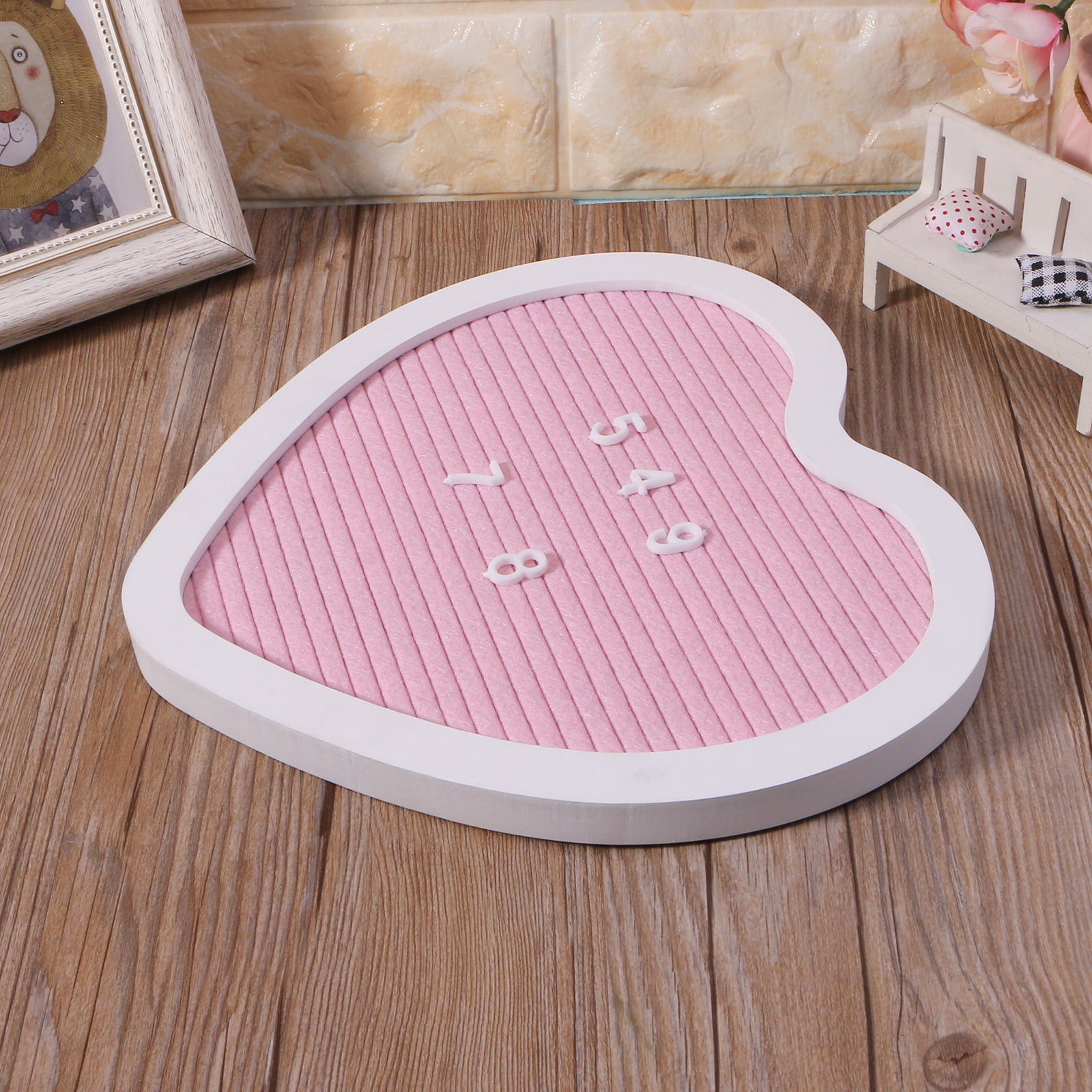 Oasiva Rustic Wood Frame Heart Shaped Felt Letter Board with Changeable Letters Message Board for Baby Announcement Farmhouse Home Decor