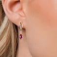 thumbnail image 3 of Gem Stone King 925 Silver and 10K Yellow Gold Pink Topaz and White Lab Grown Diamond Earrings for Women | 2.02 Cttw | Gemstone November Birthstone | Pear Shape 8X5MM, 3 of 6
