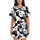 thumbnail image 1 of Balery Seamless Pattern Cute Panda Conjunto de Pijama para Mujer con Estampado, Dos Piezas de Manga Corta y Shorts, Ropa de Dormir Suave con Cuello Redondo y Bolsillos-3X-Large, 1 of 6