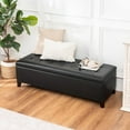 thumbnail image 2 of Ottoman with Storage, 51 Inch End of Bed Storage Ottoman Bench, Faux Leather Upholstered Ottomans with Hinged Lid, Rectangle Long Foot Rest Bench for Entryway Living Room Bedroom Black, 2 of 9