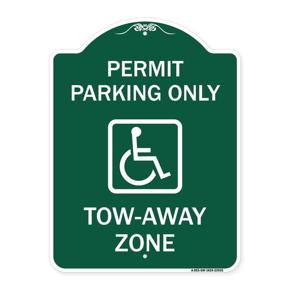 SignMission Designer Series Sign - Georgia ADA Handicapped Parking Sign Accessible Permit Parking Only Tow-Away Zone with Symbol | Green & White 18" X 24" Heavy-Gauge Aluminum