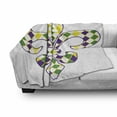 thumbnail image 3 of Mardi Gras Soft Flannel Fleece Throw Blanket, Fleur De Lis with Traditional Festival Pattern Venetian Vintage, Cozy Plush for Indoor and Outdoor Use, 70" x 90", Purple Green Yellow, by Ambesonne, 3 of 6