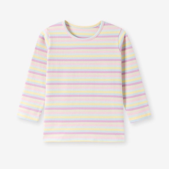 JOANKDMI Striped Long Sleeve Shirts for Girl 2 Classic Crewneck Pullover Tees Casual Daily Playwear Basic Tops for Kids Fall Spring Outfits Soft School Fashion T-Shirts