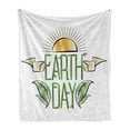 thumbnail image 1 of Earth Day Soft Flannel Fleece Throw Blanket, Sketch of a Nature-Themed Sun Organic Life, Cozy Plush for Indoor and Outdoor Use, 50" x 70", Earth Yellow Lime Green, by Ambesonne, 1 of 5