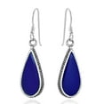thumbnail image 3 of Classic Teardrop Shaped Simulated Blue Lapis-Lazuli Inlaid .925 Sterling Silver Dangle Earrings, 3 of 5