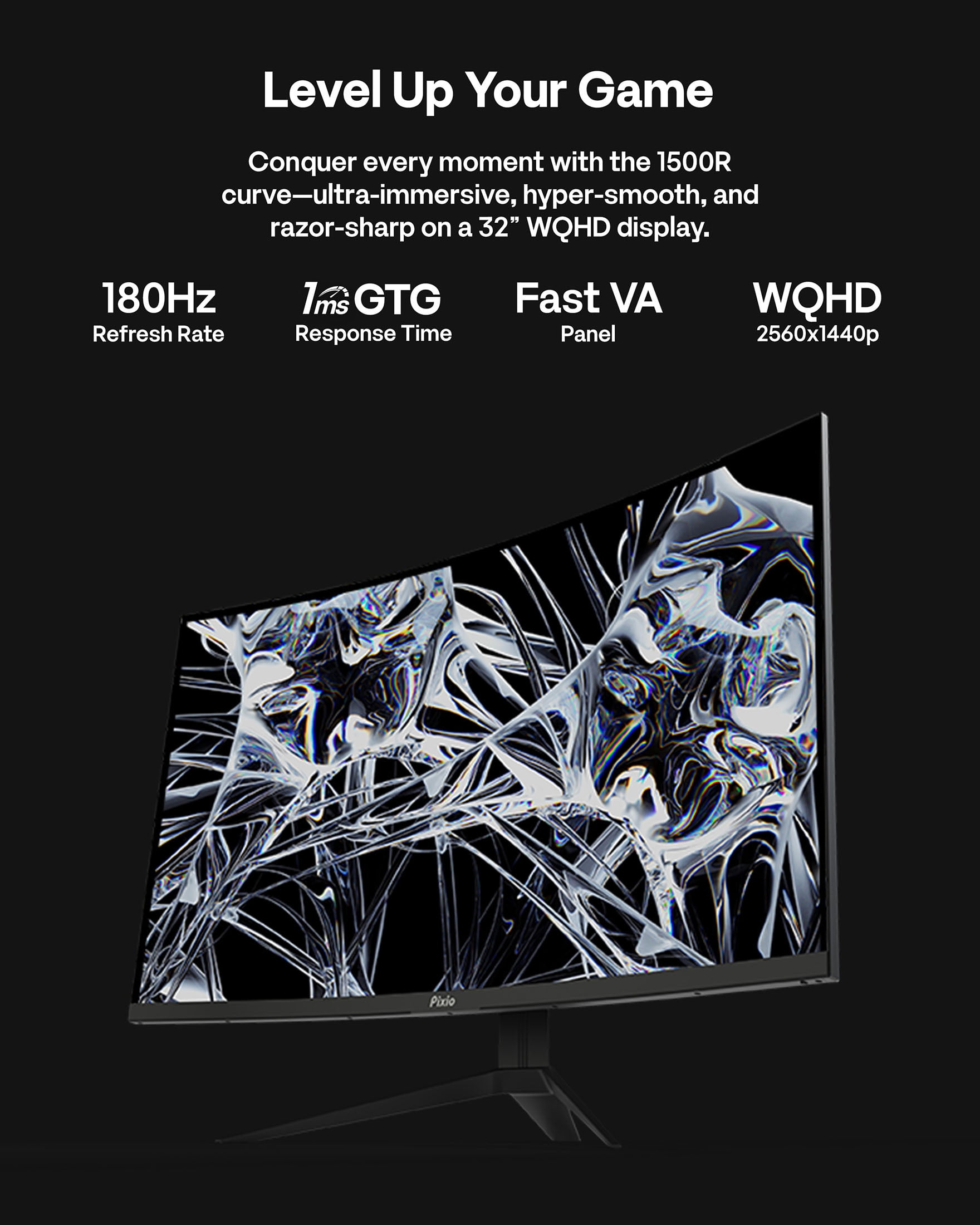 Pixio PXC328 31.5 180Hz WQHD Fast VA 湾曲 Pixio PXC328 32 inch 180Hz Refresh Rate QHD 1440p Resolution 1500R