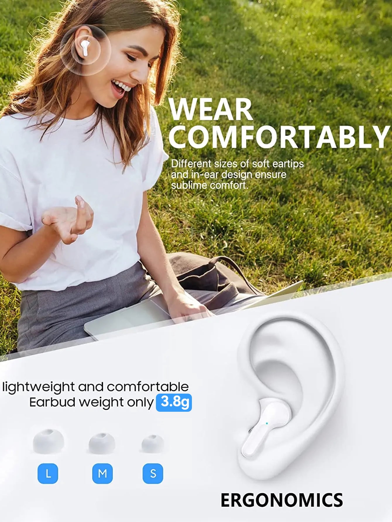 Wireless Earbuds Bluetooth Headphones Sport Earphones with LED Display Over-Ear Buds with Earhooks Built-in Mic Headset for Workout