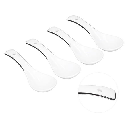 

Mavis Laven 4PCS White Ceramic Spoon Coffee Scoop Dessert Ice Cream Scoop Tableware Spoon for Kitchen Tea Spoon Ceramic Spoon