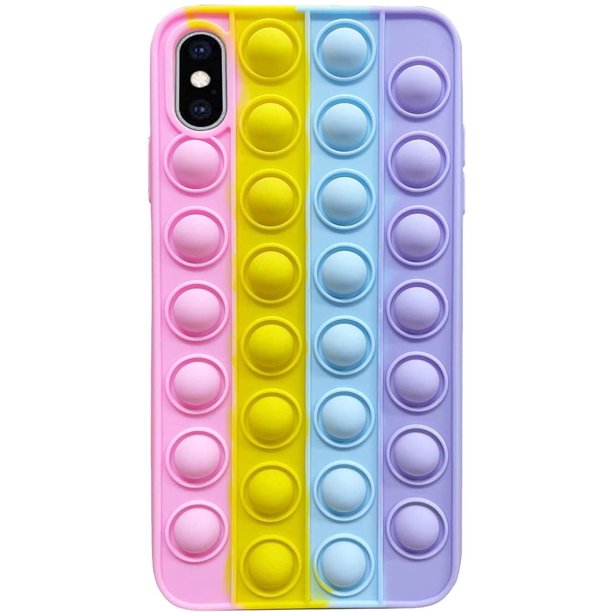 Funda para teléfono iPhone12 IP X/XS, funda para teléfono de ansiedad, dibujos animados divertidos Kawaii, funda de silicona linda para adolescentes, niños, niñas y adultos, fundas protectoras estéticas y limpias de moda para iPhone oso de fresa Electrónica