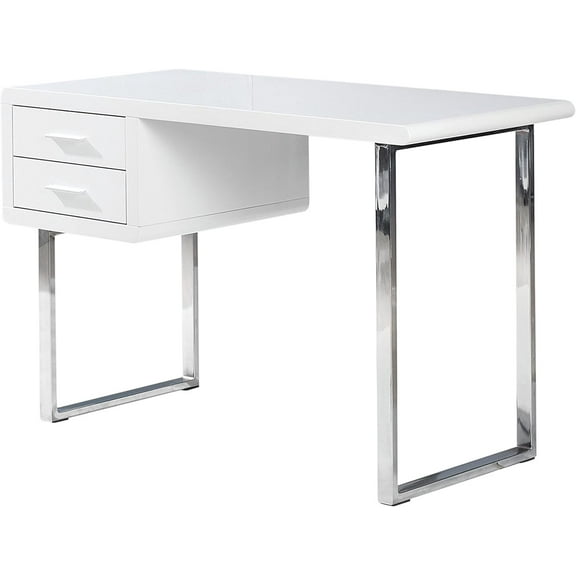 Best Master Furniture Brynna Modern Lacquer Computer Desk, White