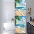 thumbnail image 3 of Summer Beach Window Privacy Film, Coastal Ocean Tropical Palm Trees Static Cling UV Sun Blocking Heat Control Window Tint Day and Night, Non-Adhesive One Way Windows Privacy Cover 17.7''x78.7'', 3 of 7
