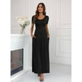 thumbnail image 4 of Women's Short/Long Sleeve Loose Plain Long Maxi Casual Dresses with Pockets, 4 of 5