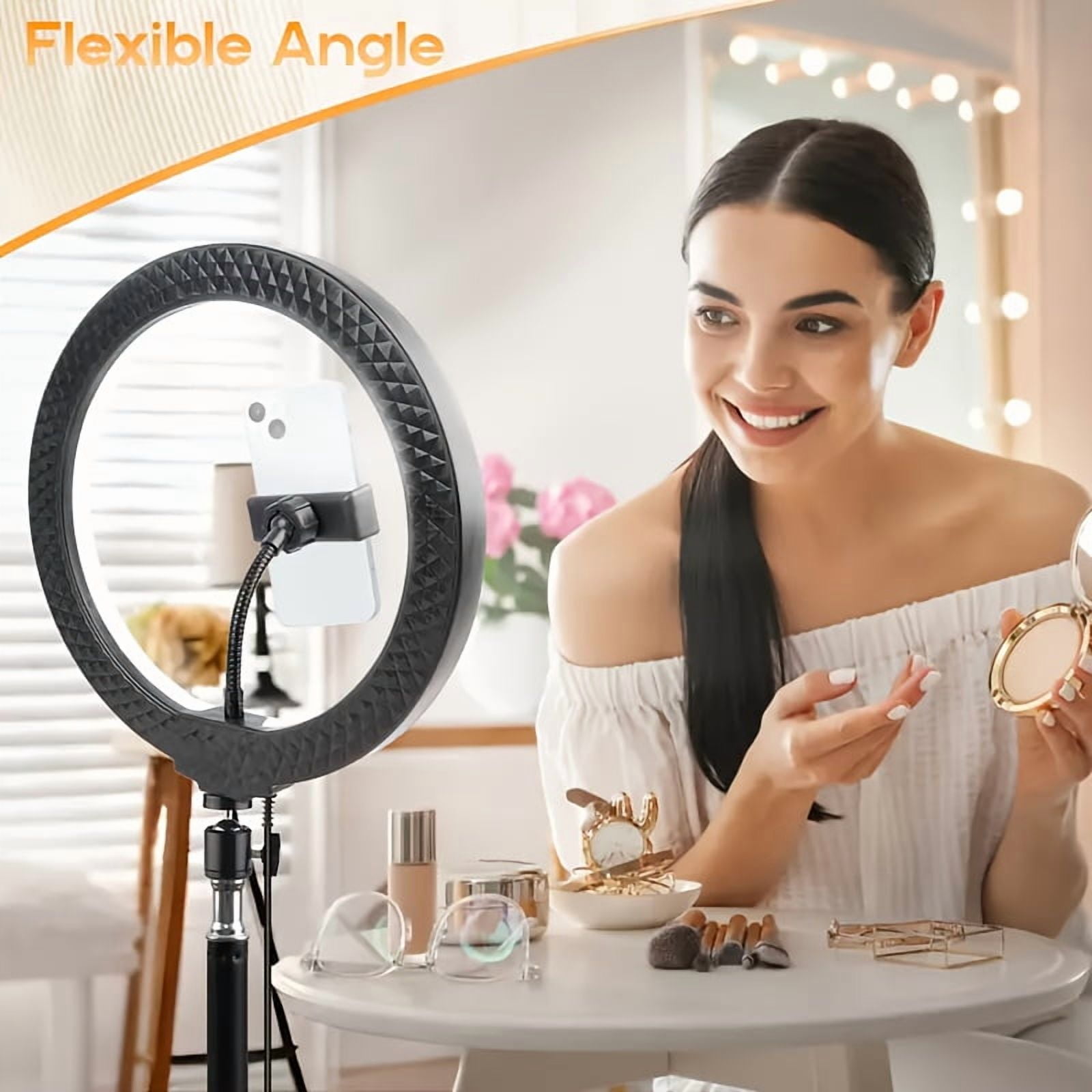 18-Inch Ring Light with Stand, LED Ring Light, with Bag And Mobile Phone Holder, for Smartphone Camera Photography, Live Broadcast, Selfie, Makeup, Studio Photo And Video Recording