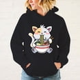 thumbnail image 4 of Sudadera con capucha para hombre y mujer, suéter holgado de manga larga con estampado de Ramen de gato, Tops informales con personalidad, 4 of 5