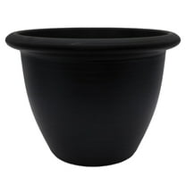 The HC Companies Sevilla Round Self-Watering Pot with Internal Disk, 14 Inch, Black