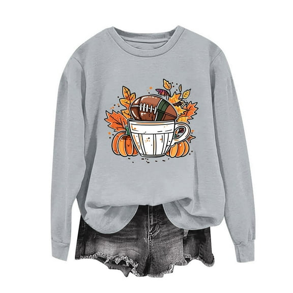 Neewe Womens Oversized Sweatshirts Thanksgiving Printed Hoodies Fleece Crewneck Sweaters Casual Tops Comfy Fall Fashion Outfits Winter Clothes 2025