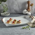 thumbnail image 5 of Denmark Tools for Cooks 19.5" Rectangular White Porcelain Serving Tray with Copper Handles, 5 of 6