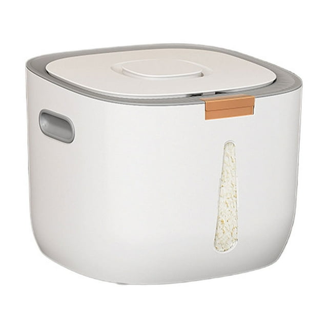 Bewildely Contenedor de almacenamiento de arroz transparente Fácil visualización del de granos Se bloquea en granos frescos y duraderos Organizadores de utensilios de cocina Blanco sedoso 5 kilos