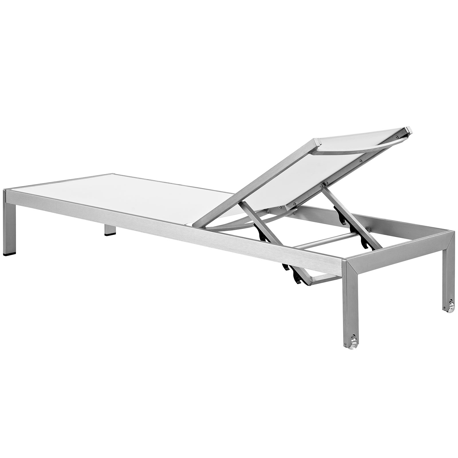 Modern Contemporary Urban Outdoor Patio Balcony Garden Furniture Lounge Chair Chaise and Side Table Set, Aluminum Metal Steel, White - image 5 of 7