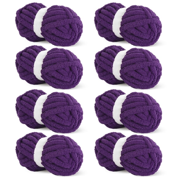 Chenilla gruesa para tejer a ganchillo, color morado oscuro, de Yarn HOMBYS, 8 x 227 g
