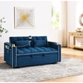 thumbnail image 4 of 55.51 Inch Bed In Blue Velvet - Foldable With Adjustable Back And Charging Ashtray & Phone Stand Included Port, Soft Cushions Enjoy Comfort, 4 of 6