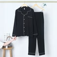 thumbnail image 2 of Odeerbi Men Pajama Sets Long Sleeves Sleepwear 2025 Casual Solid Cardigan Sleepwear Tops And Pants Turndown Suit Black, 2 of 3