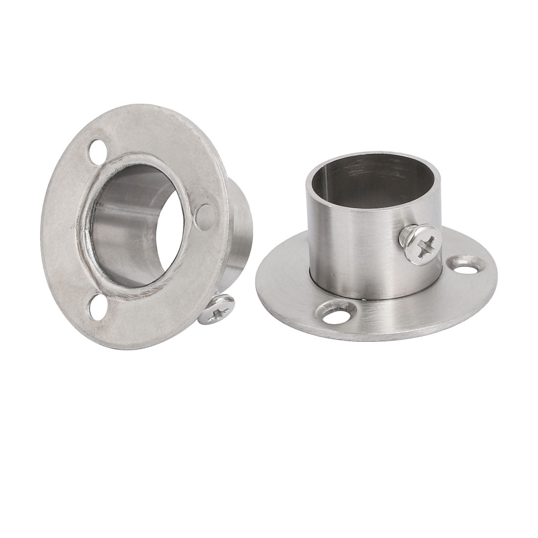 2 Pair Stainless Steel Closet Pole Socket Rob Support Flange