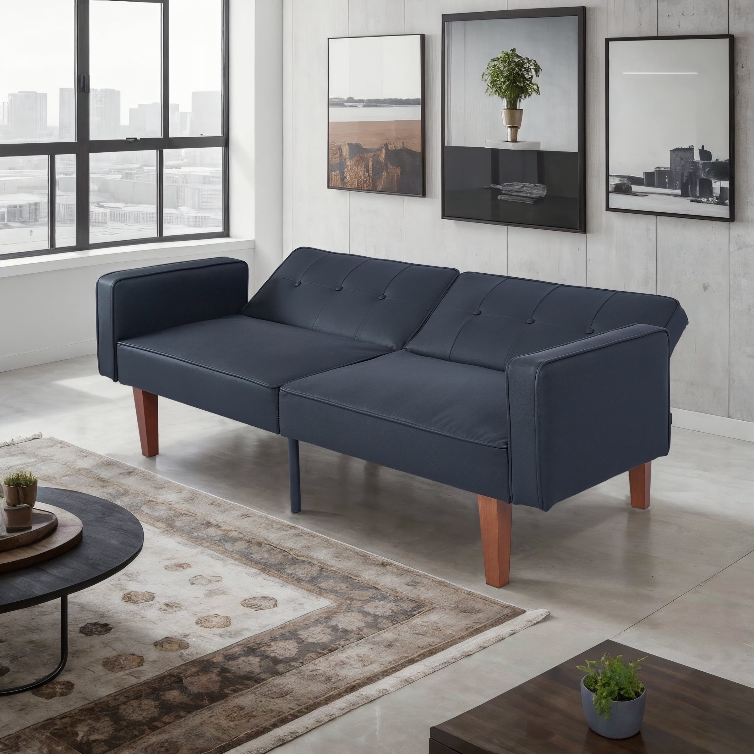 Gewnee 68.11"Convertible Futon Sofa Bed,Multifunctional Folding Futon Couch with 3 Adjustable Positions,Split-Back Design for Home,Office,Guest Room.