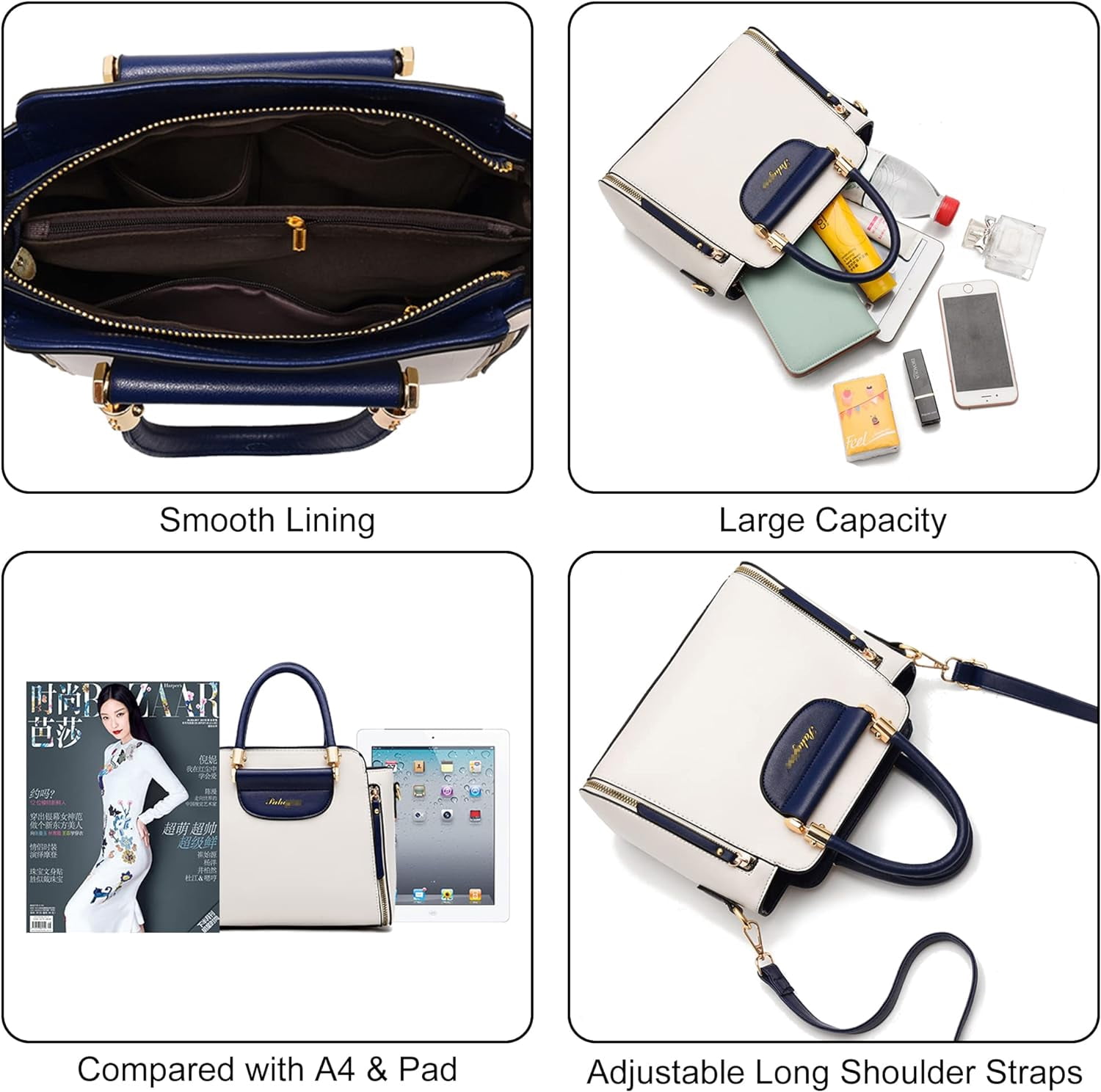 Purses and Handbags for Women Ladies Leather Tote Shoulder Bags Satchel Top Handle Satchel Purse in Pretty Color Combination