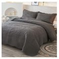 thumbnail image 2 of 3-Piece 100% Cotton Oversized Bedspread Lightweight Quilt Coverlet Embroidery Farmhouse Bedding Set T0 (Dark Grey, Queen (100"x106")), 2 of 8