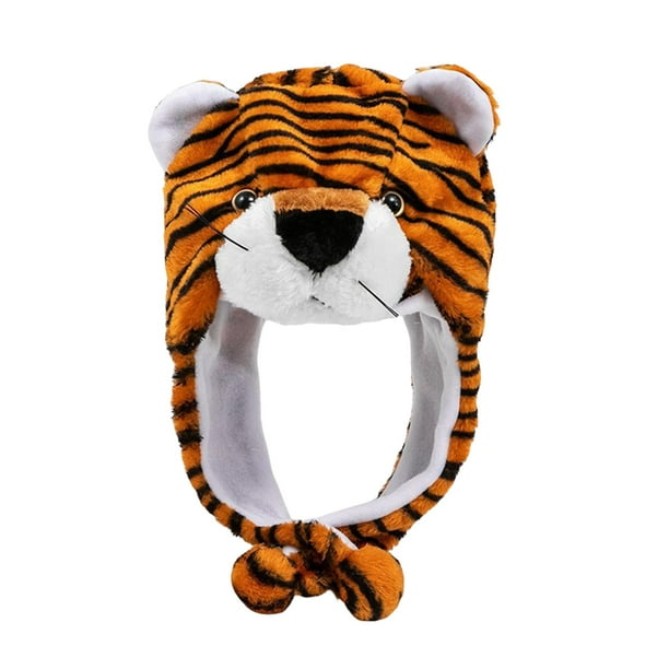 Gorro de tigre de peluche Gorro relleno Accesorios de rendimiento Regalos adorables Sombrero Cubierta suave para artículos Marrón BLESIY Sombrero para la cabeza