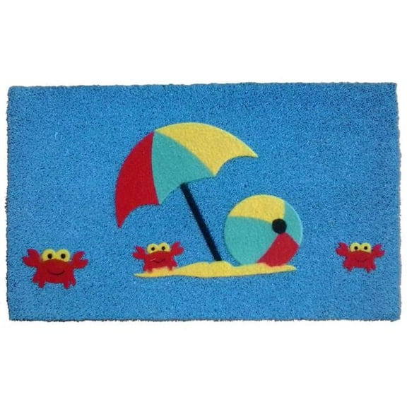 HomeRoots 555539 18 x 30 in. Blue Coir Tropical Outdoor Door Mat