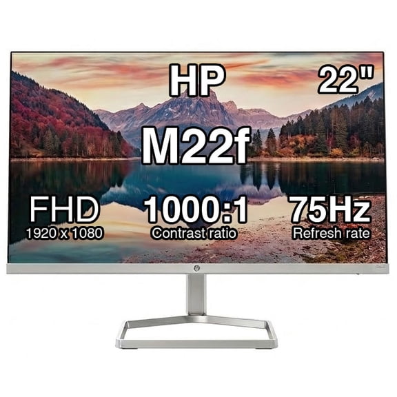 HP M22f 22" IPS FHD Monitor, 75 Hz, 300 Nits, FreeSync, Adjustable Tilt
