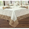 thumbnail image 3 of Newbridge Valencia Two Tone Bordered Damask Fabric Tablecloth, Wrinkle and Stain Resistant Fine Dining Holiday Hotel Quality Tablecloth, 52 Inch x 70 Inch Oblong/Rectangle, Antique Ivory/Gold, 3 of 7