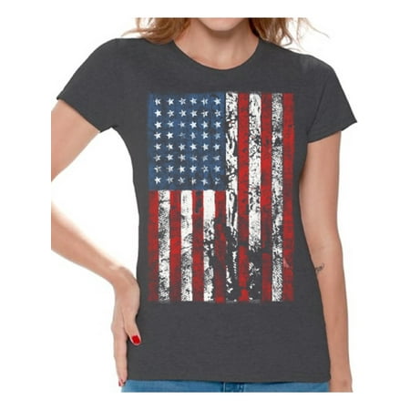 Flag Red Top White Bottom - Awkward Styles American Flag Distressed Women Shirt I'm American 4th of July T shirt for Women Proud American USA Women Tshirt 4th of July Gifts 4th of July T-shirt for Women Red White and Blue