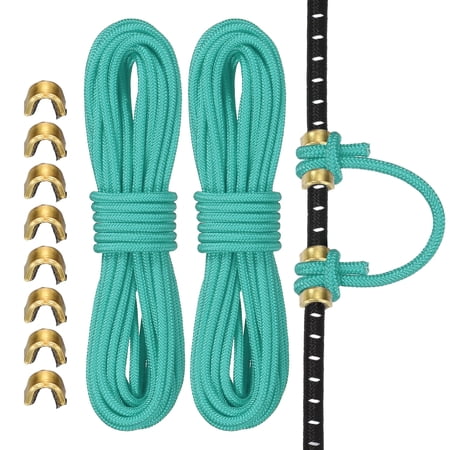 Uxcell Archery D Loop Rope Bow String D Loop Rope with Brass Nock Points 10 ft & 2 Pcs & Cyan -Fitting for (Compound Bow Strings)
