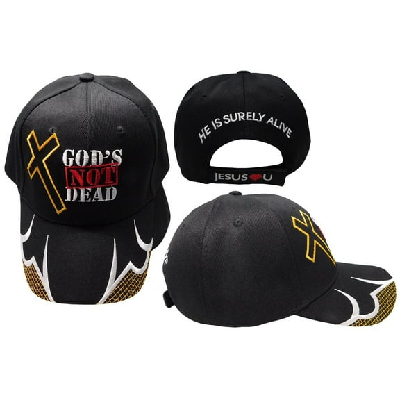 God's Not Dead Christian Cross Black Embroidered Cap Hat CAP842A TOPW