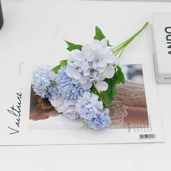MesaSe 11.8” Tiny Artificial 10 Heads Hydrangea Bouquet Faux Simulation Bouquet Wedding Centerpiece Home Party Baby Shower Decor