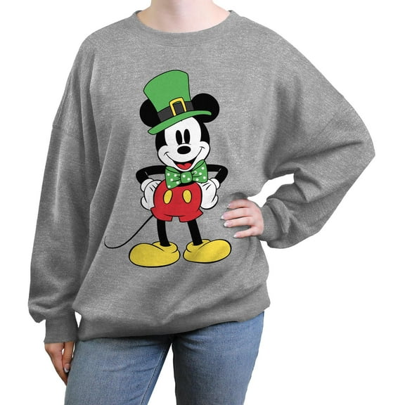 Junior's Mickey & Friends St. Patrick's Day Retro Portrait Sweatshirt
