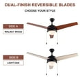 thumbnail image 2 of Ceiling Fans with Lights, Pull Chain and Remote Control, Reversible AC Motor, Walnut/Oak Reversible Blades, Flush Mount and Downrod Mount, Contemporary Ceiling Fan for Bedroom Living Room(52-Inch), 2 of 7